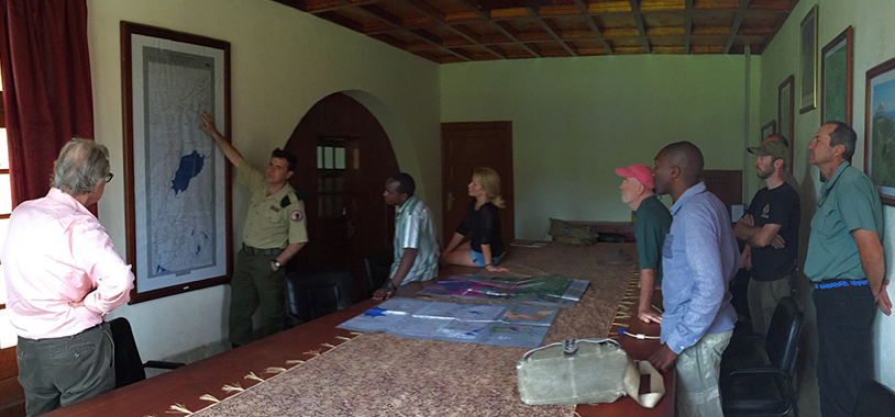 Emmanuel briefs the team on the operational requirements of the elephant tracking